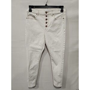 Loft Jeans Womens 30/10 High Waist Skinny Ankle White Stretch Denim Button Fly